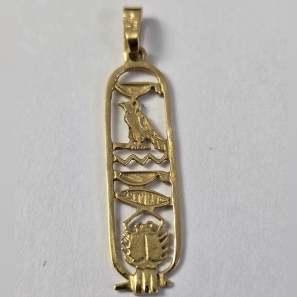 Vintage Jewelry - 18K Gold Hieroglyphic Pendant